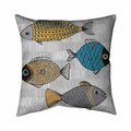Begin Home Decor 26 x 26 in. Fishes Illustration-Double Sided Print Indoor Pillow 5541-2626-AN192
